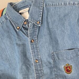 Disney ! Denim Button-Up Shirt with Mickey Pocket